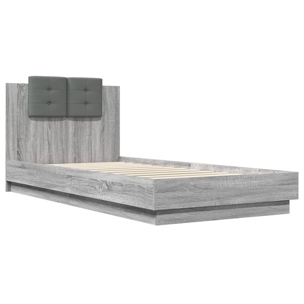 Bettgestell mit Kopfteil Grau Sonoma 100x200 cm Holzwerkstoff