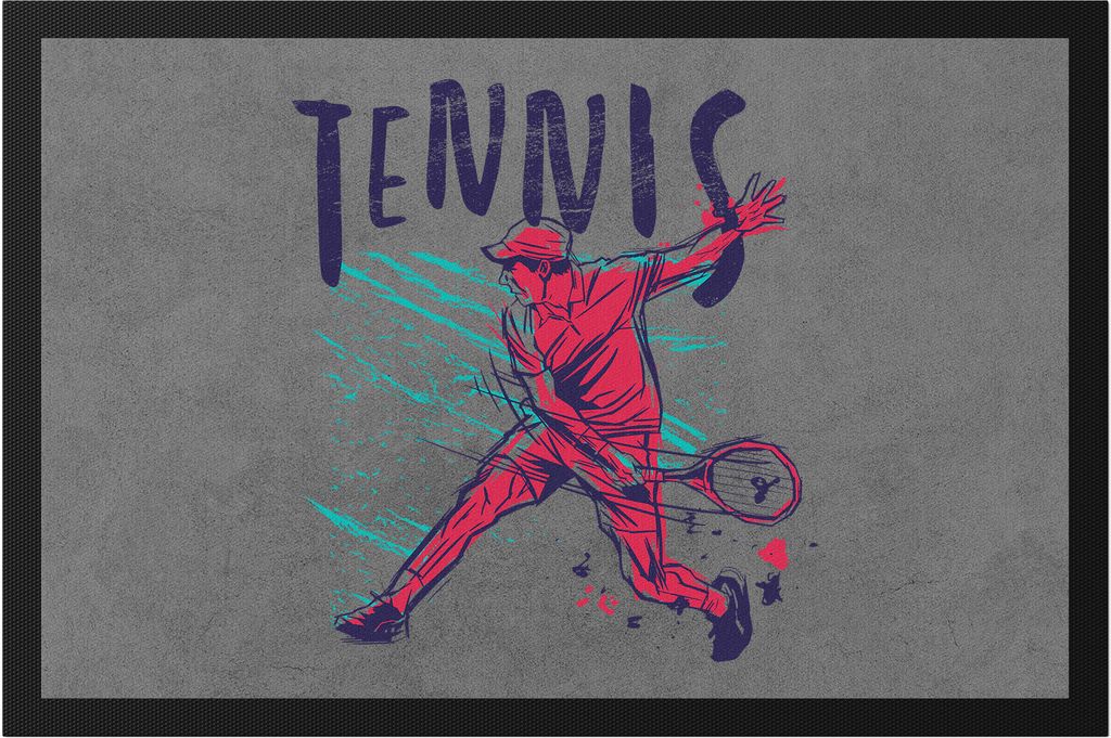 Tennis Fussmatte Tennisschläger Spieler Spiel Spielball Sport Freizeit Hobbie Tennisplatz Bewegung Tennis Schläger