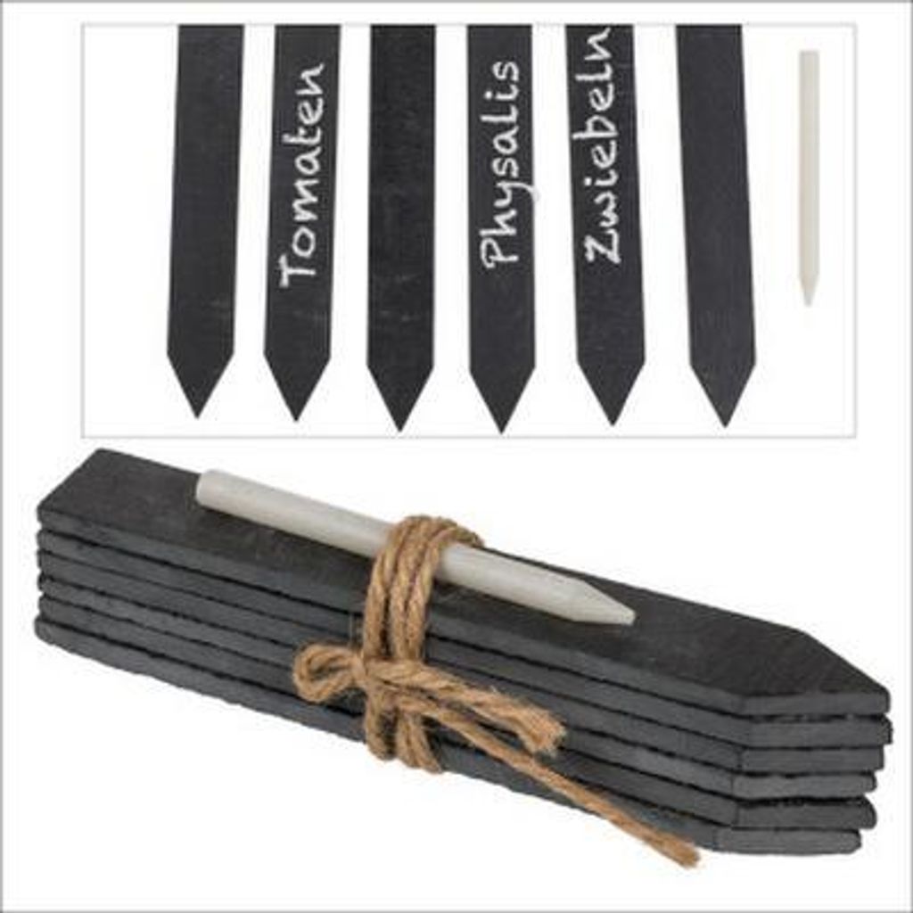 Pflanzenschilder aus Schiefer mit Kreide zum Beschriften, 6 Stück-Set