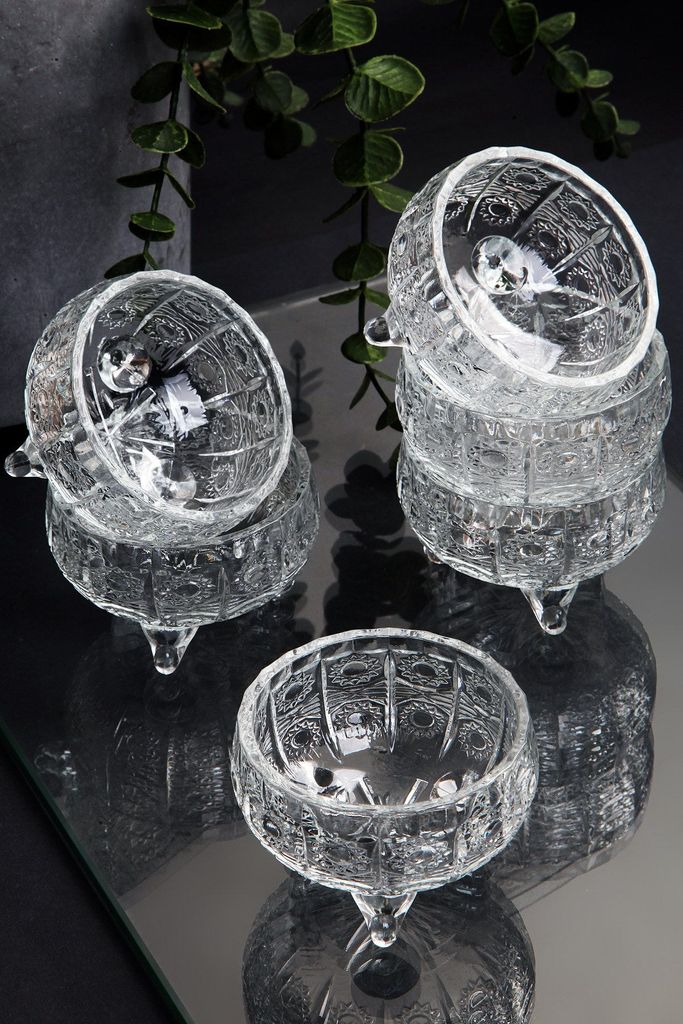 Hermia Concept, İP-AHE6B - Eye Plain, Schalen, Schüssel-Set (6-teilig), Mehrfarbig, Glas, 8,5 x 8,5 x 5 cm