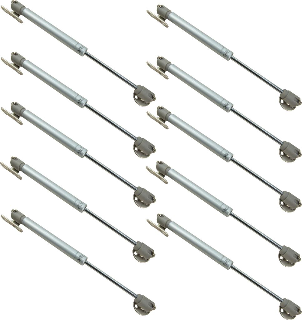 Set mit 10 Gasdruckfedern 120N für Möbelfronten, 26,5 cm, silber, inklusive Montagezubehör - zuverlässige Lösung für moderne Möbelgestaltung
