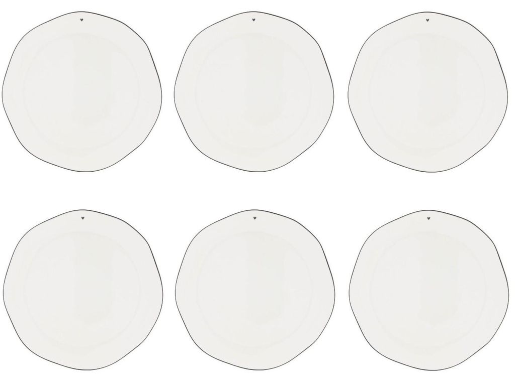 6er Set Speiseteller, Essteller KLEINES HERZ schwarz D. Produktbild 