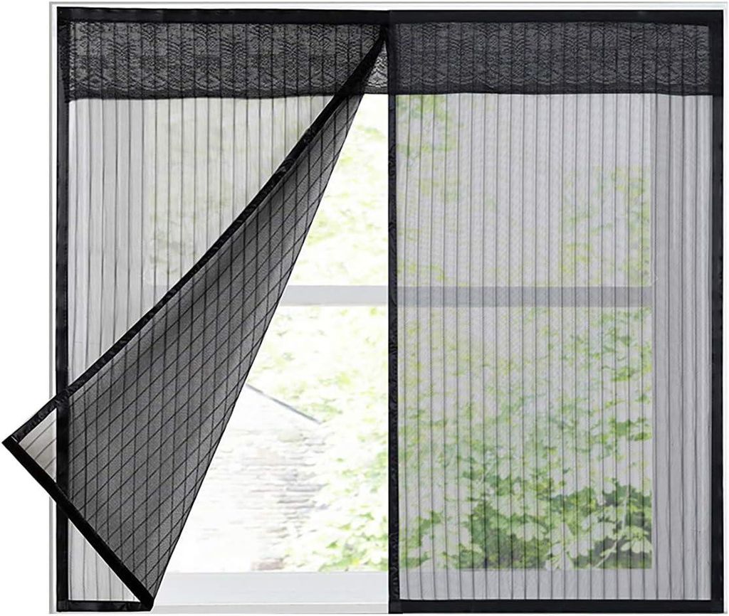 Moskitonetz FüR Fenster, Magnetisches Fenstermoskitonetz, Fliegengitter Mit Magic Tape Moskitoschutz, Schwarz, 100x120cm