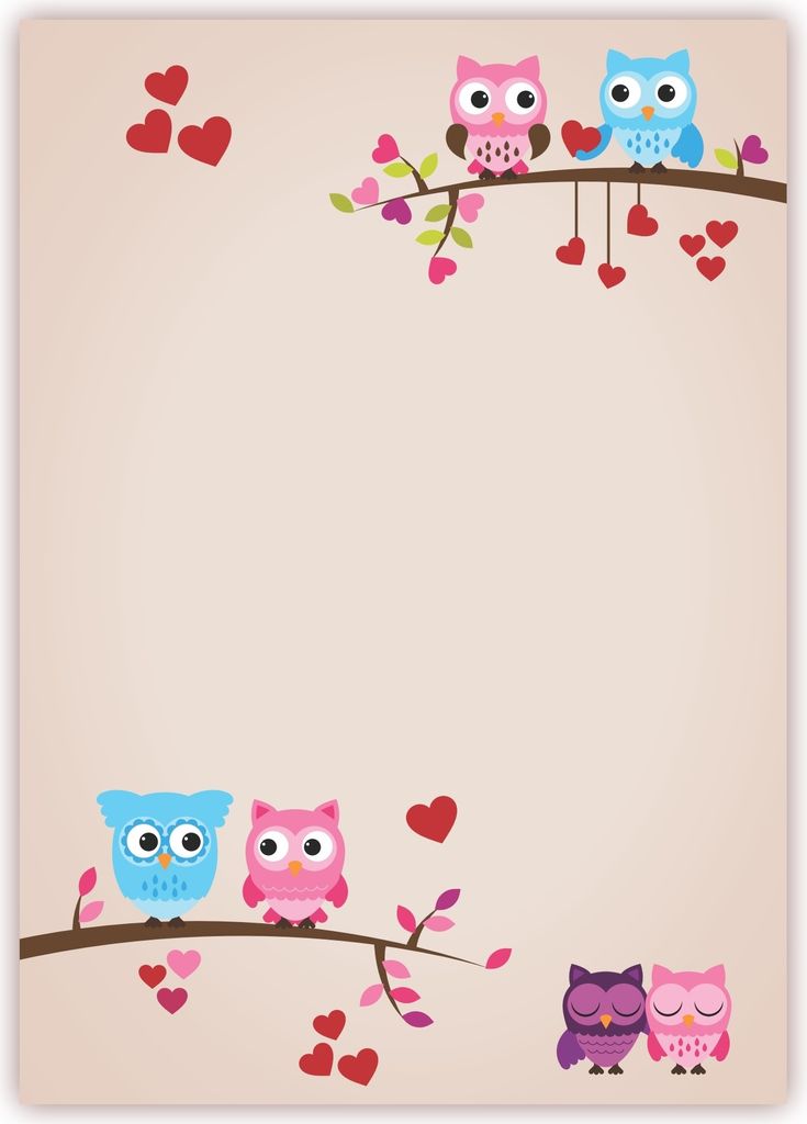 Motiv Briefpapier Kinder (Eulen-5048, DIN A4 25 Blatt) Eulenpapier rosa mit Herzen süße Eulen
