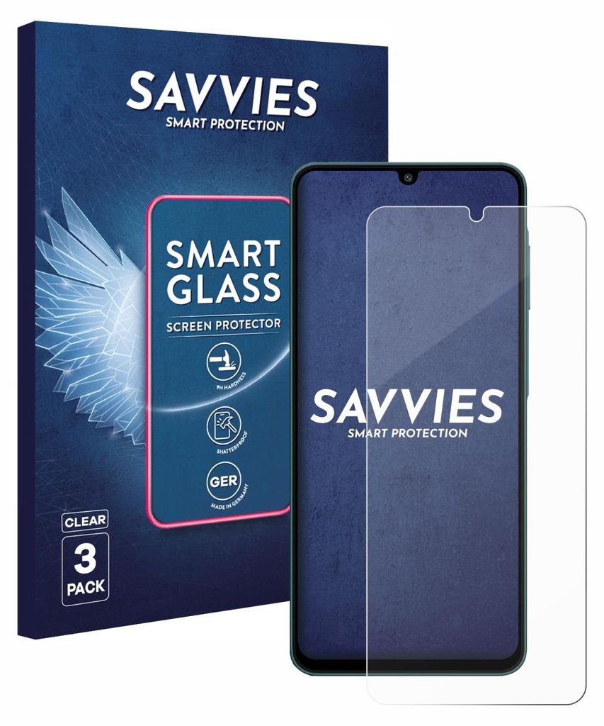 3x Savvies Schutzglas Folie für Samsung Galaxy F07 9H Panzer Schutzfolie Glas Displayschutz klar transparent