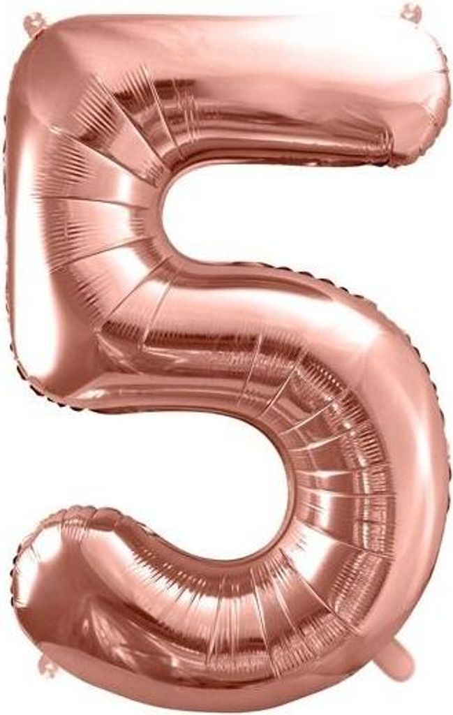Balon foliowy w kształcie cyfry "5", 86 cm - Różowe Złoto Zdjęcie produktu