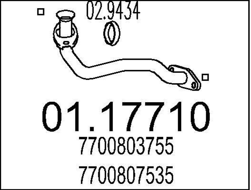 MTS Abgasrohr Auspuffrohr für RENAULT CLIO I (B/C57, 5/357) Vorne 01.17710