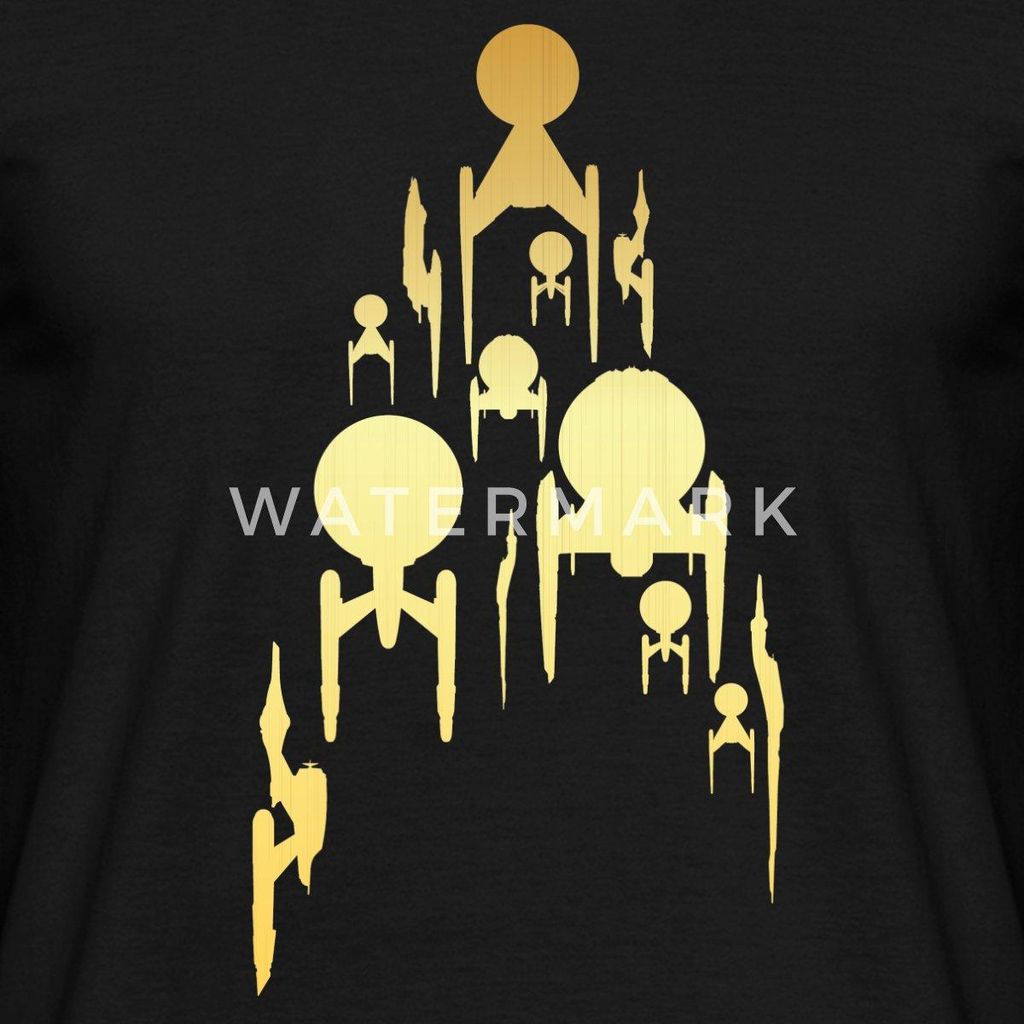 Spreadshirt Star Trek Discovery Gold Raumschiff Männer T-Shirt, M, Schwarz