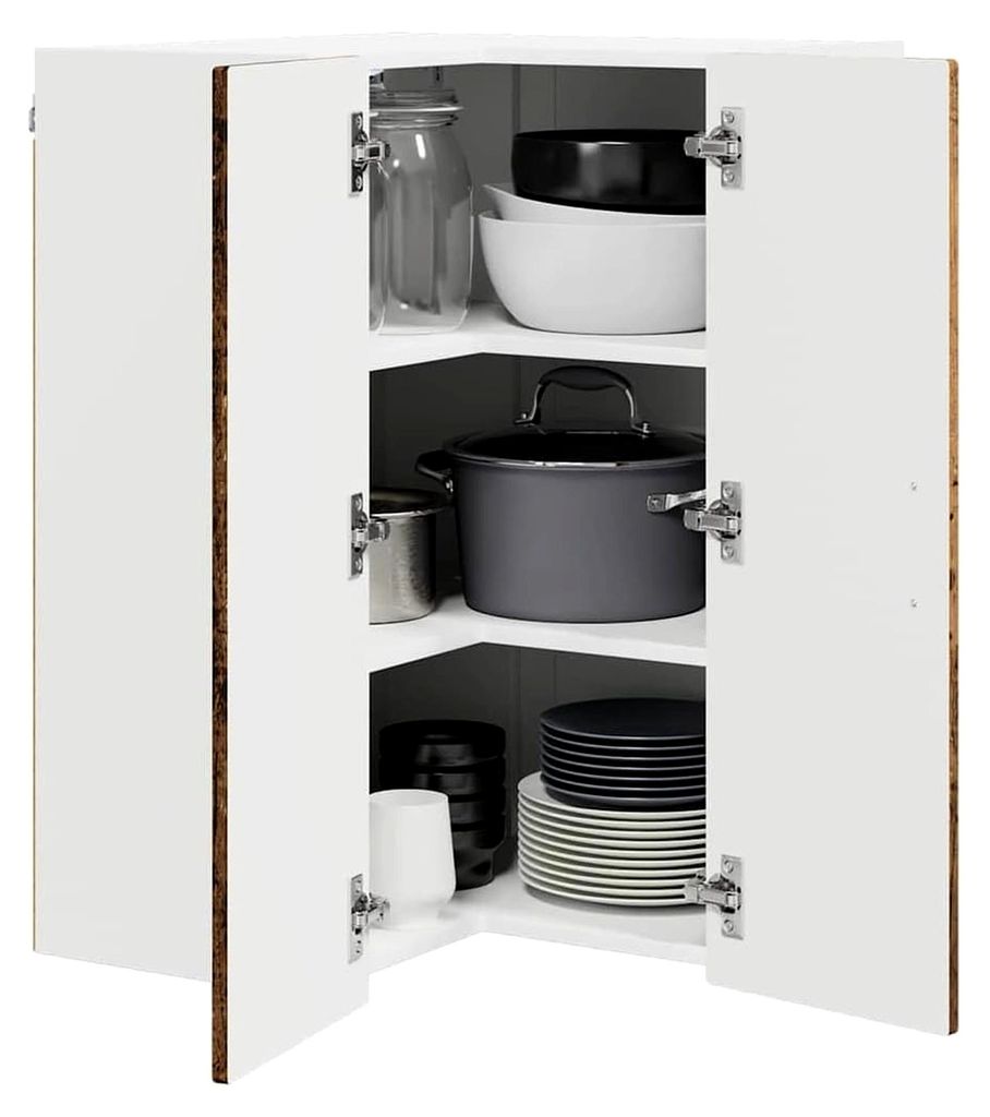 Küchenschrank mit Regal aus Altholz 57 x 57 x 80 cm, Holzwerkstoff, zeitgemäße Kücheneinheit, moderner Schrank, Wandaufbewahrungslösungen, min...