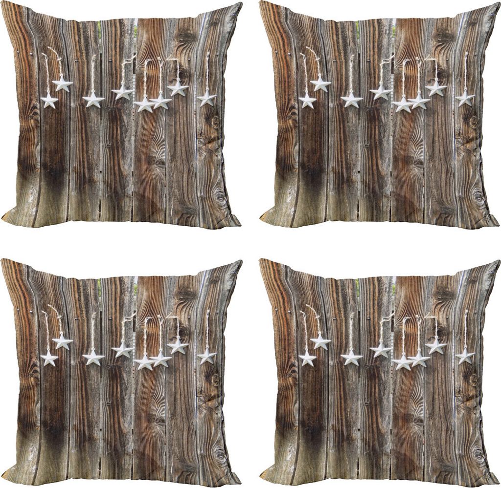 ABAKUHAUS Primitive Land Kissenbezug Set (4 Stück), grau Stern, Moderner Doppelseitiger Digitaldruck, 60 cm x 60 cm, Braun-grau