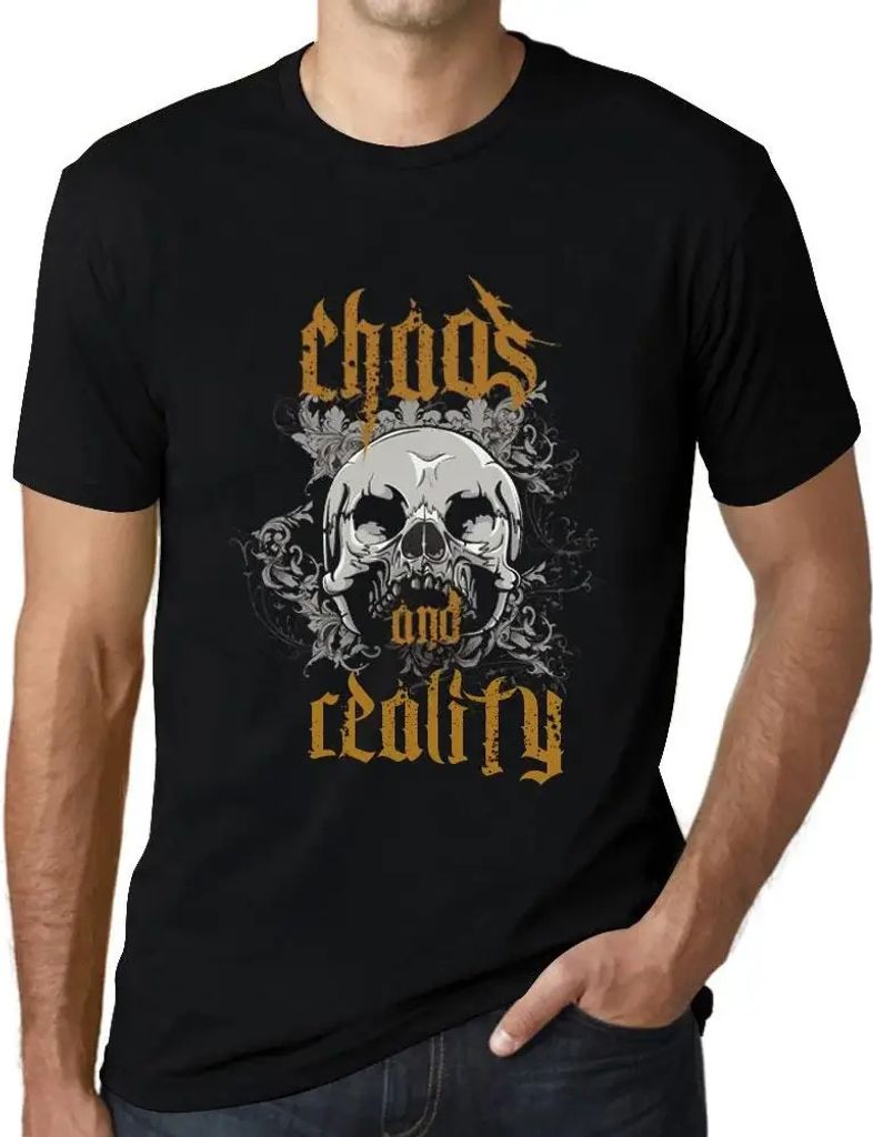 Herren Grafik T-Shirt Chaos und Realität – Chaos & Reality – Öko-Verantwortlich Vintage Jahrgang Kurzarm Lustige Druck Geburtstag Geschenk Mann