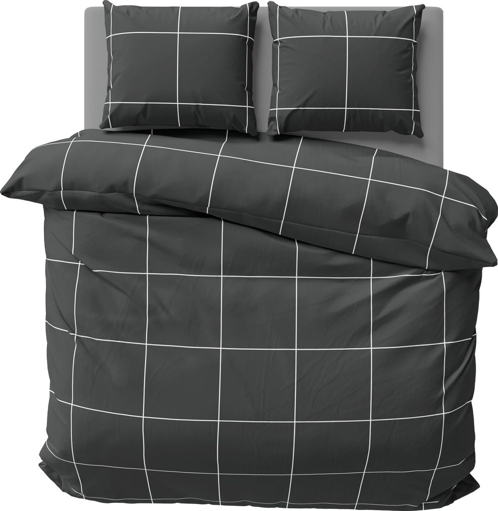 Winter Biber Bettwäsche 200x220 cm kariert anthrazit kuschelig Flanell Baumwolle