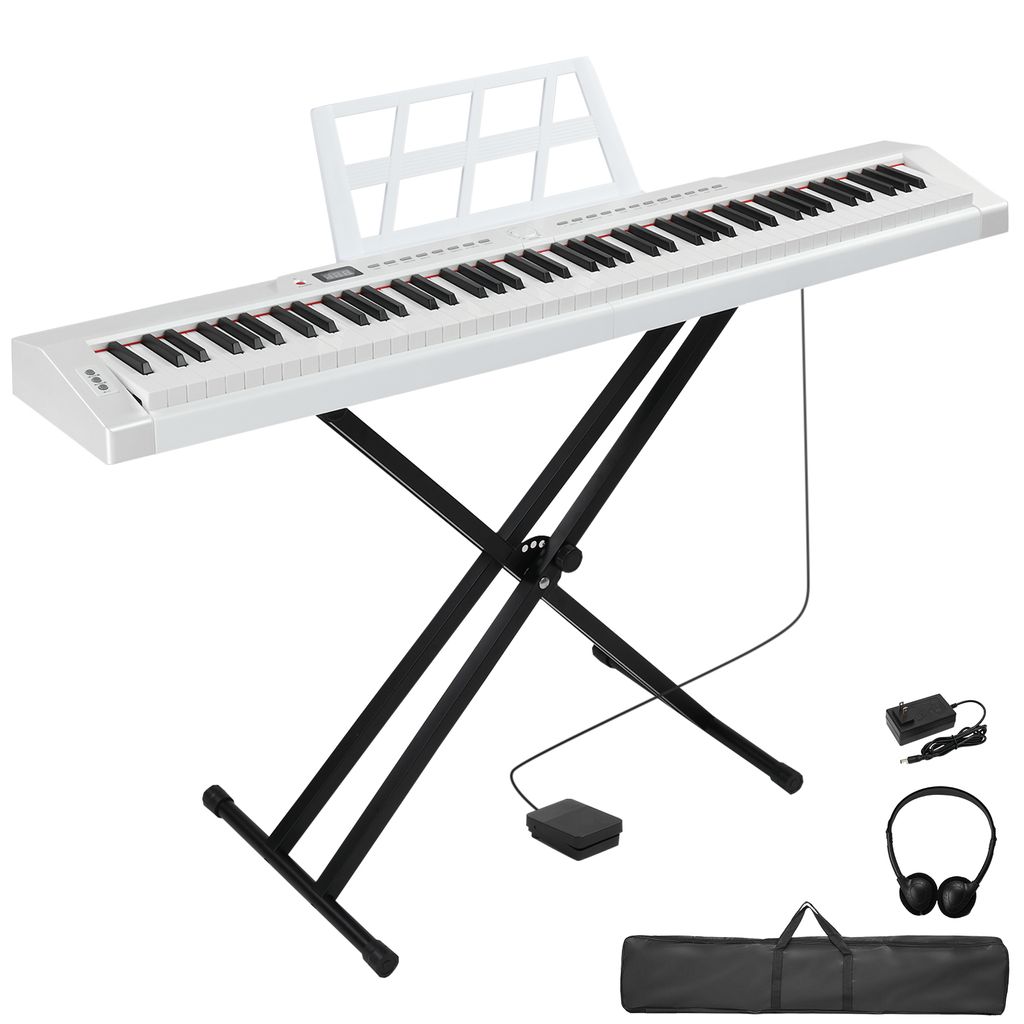 FCH Digital Piano 88 Tasten, Keyboard mit Keyboardständer,E Piano für Kinder und Erwachsene,Weiß