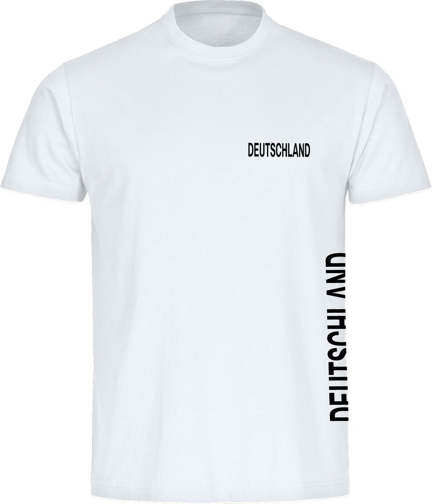 multifanshop Herren T-Shirt - Deutschland - Brust & Seite, weiß, Größe XL