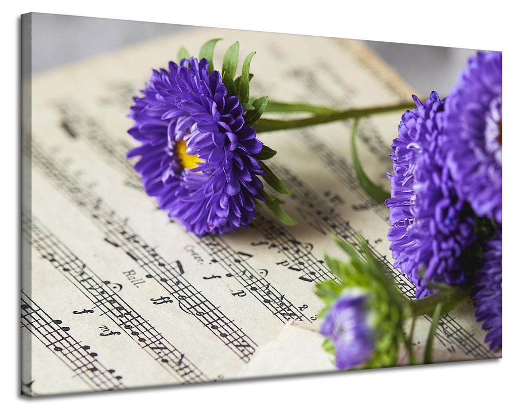 Leinwanddruck „Musikblume auf der Partitur“ 120x80