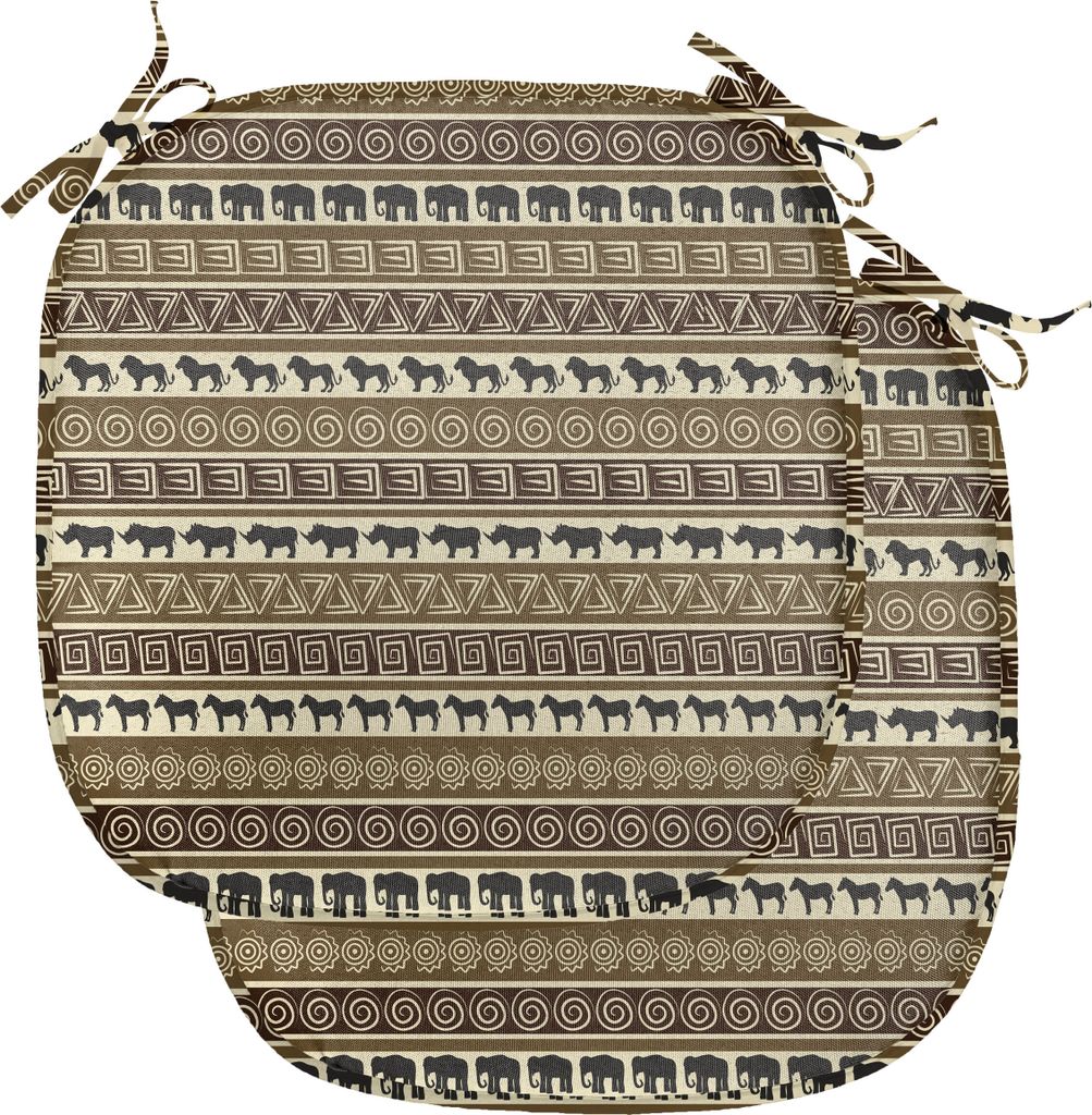 ABAKUHAUS Safari Polster für Esszimmerstühle, Afrika Theme Stripes Tiere, Dekoratives wasserfestes Kissen mit Riemen für Küchensitze, 40 cm x 4...
