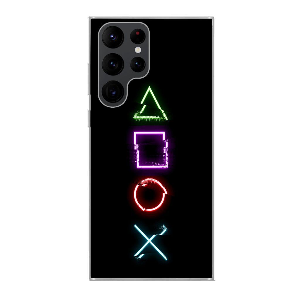 MuchoWow Handyhülle Schutzhülle Hülle für Samsung Galaxy S22 Ultra Spiele - Controller - Neon Silikon Softcase Handy Hülle - Abbildung