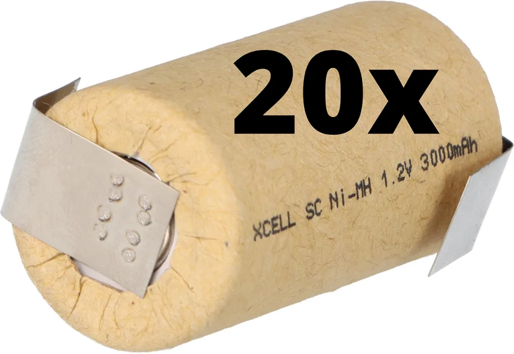 Accu Sub-C 3000mAh haute capacité XCell avec soudure en Z pour pack batterie 20x