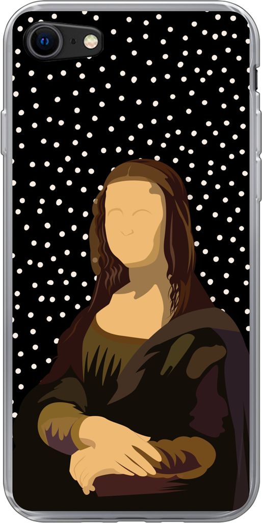 MuchoWow Handyhülle Schutzhülle Hülle für Telefoonhoesje iPhone 7 Leonardo da Vinci - Alte Meister - Dots - Schwarz Silikon Softcase Handy H...