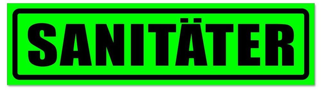 Kiwistar - Autoaufkleber - Grün - Schwarz - 45 x 12 cm - Sanitäter invertiert - Hinweis Aufkleber Sticker für Auto, Kfz, Fahrrad, PKW, LKW