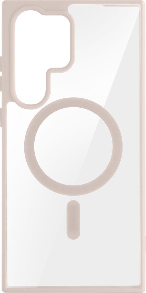 MagSafe Hülle Samsung S23 Ultra Transparente Rückseite, Silikonrand Zartrosa