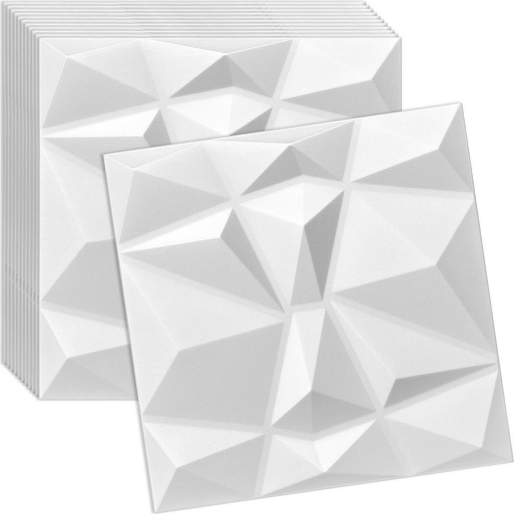 Verdico | 3D Wandpaneel Polystyrole - 50x50 cm - Weiß - Stilvolles Design - 12 Stück im Set, Wand- & Deckenverkleidung