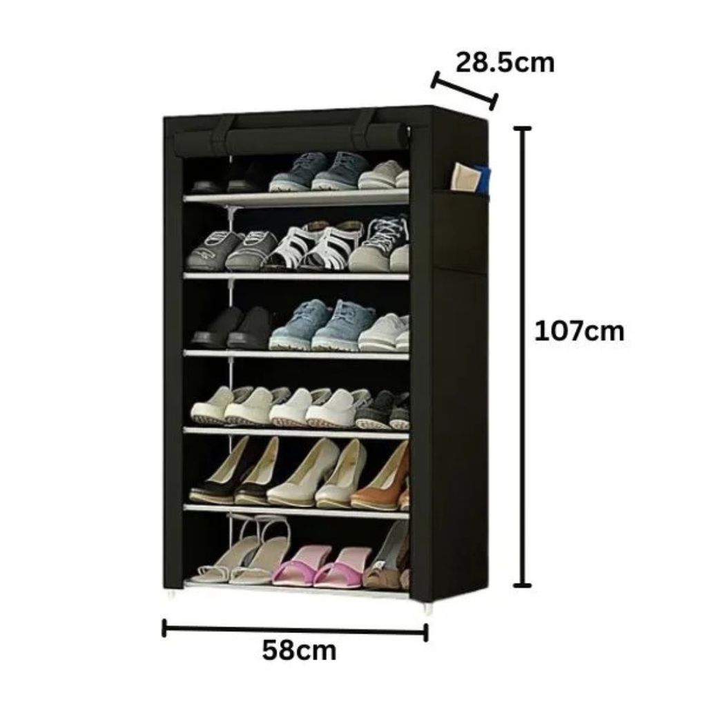AOODA 2-stöckiges Metall Schuhregal Für 18 Paar - 107x29x48 Cm, Stapelbar, Schwarz Für Schrank & Eingangsbereich