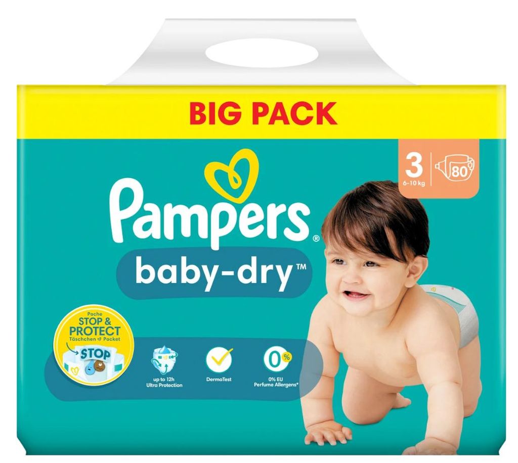Pampers n° 3 baby dry big pack 80x luiers