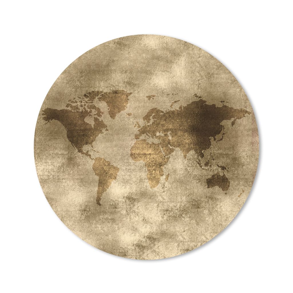 MuchoWow Mauspad Mousepad Weltkarte - Gold - Braun 40x40 cm - Mousepads - Maus Mat - Pad - Mausunterlage - Schreibtisch Accessoires