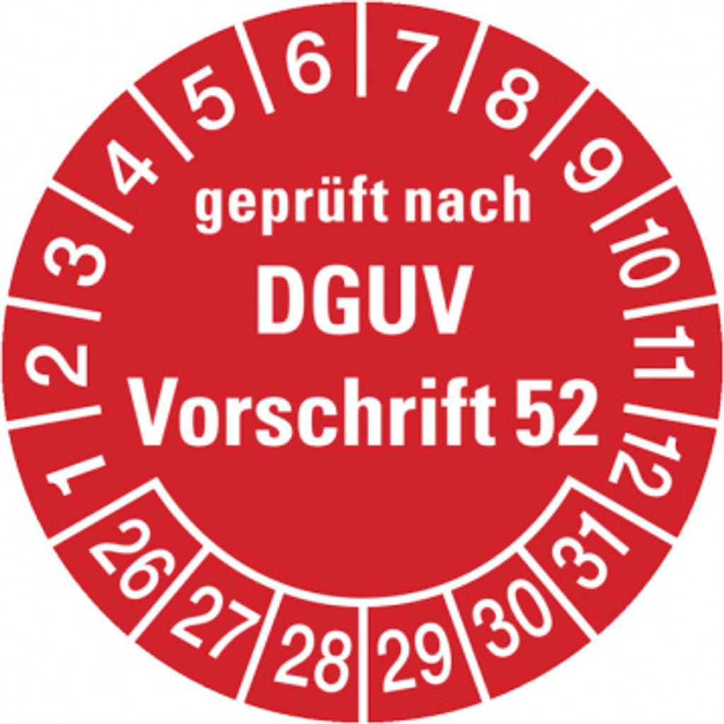 Dreifke Aufkleber Prüfplakette, nach DGUV Vorschrift 52, rot/weiß, F...