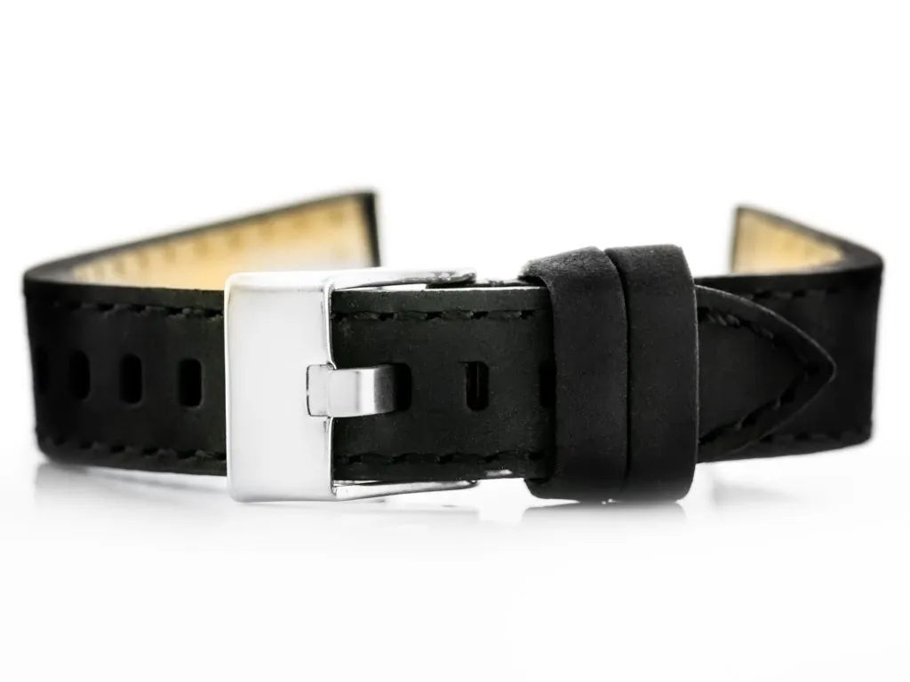 Cinturino Pelle 24mm per W25 Nero | Ricambio Premium Orologio Uomo