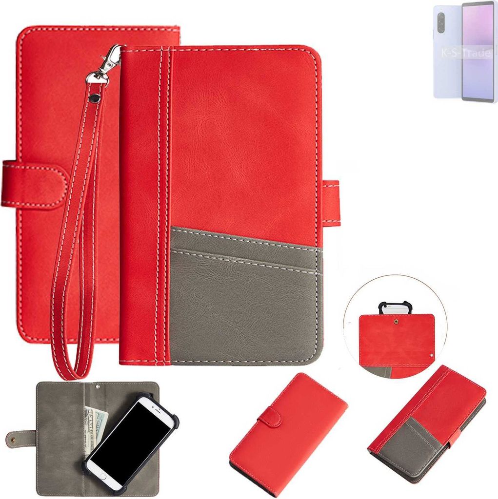 K-S-Trade Handy Schutzhülle kompatibel mit Sony Xperia 10 V Hülle Portemonnee Brieftasche Klapphülle Kartenfächer Flip Wallet Case Etui