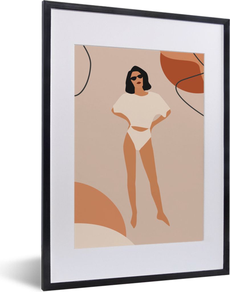 MuchoWow Gerahmtes Poster Sommer - Frau - Pastell 30x40 cm - Poster mit Schwarzem Bilderrahmen Wandposter Rahmen Foto Bilder - Wandposter Schlafz...