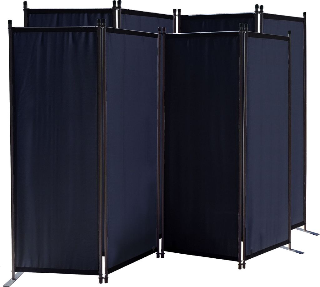 2 Stück Paravent 4 Teilig 165 x 220 cm Schwarz - Garten & Balkon Sichtschutz Stellwand Innen & Außen - Raumteiler Trennwand Faltbar Blickdicht & ...