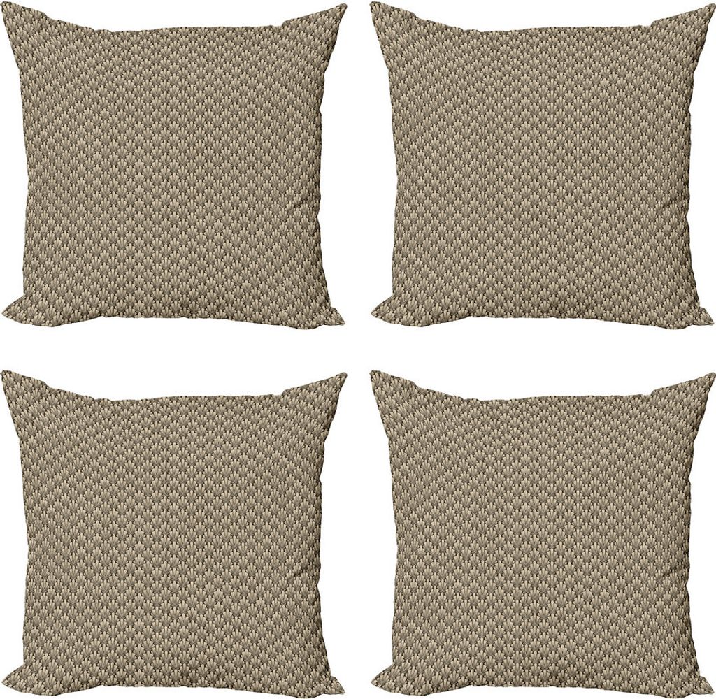 ABAKUHAUS Abstrakt Kissenbezug Set (4 Stück), Symmetrische Sharp Art Deco, Moderner Doppelseitiger Digitaldruck, 40 cm x 40 cm, Beige und Dunkelbraun