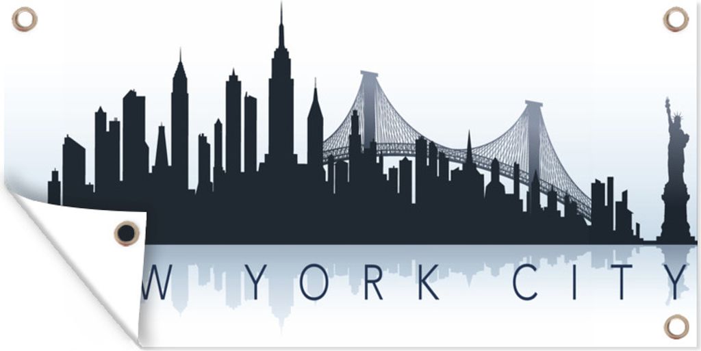 MuchoWow 160x80 cm Outdoor-Poster Gartendeko Sichtschutz Garten Poster für den Garten New York - Skyline - NYC