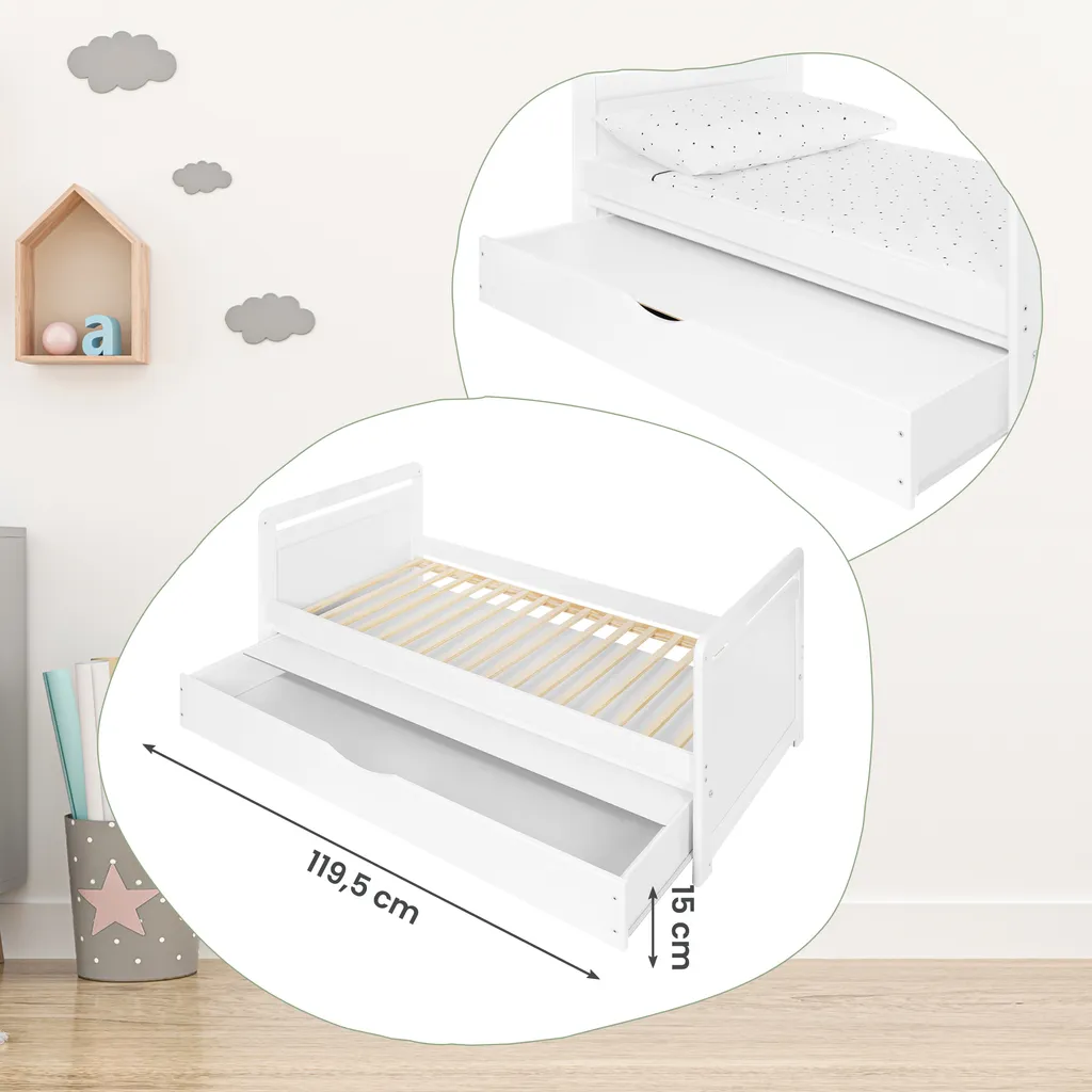 Lit Bébé 2 en 1 iGlobal 120x60 Blanc - Transformable en Lit Junior