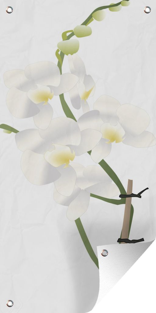 MuchoWow 80x160 cm Outdoor-Poster Gartendeko Sichtschutz Garten Poster für den Garten Illustrierte Orchideenblüte