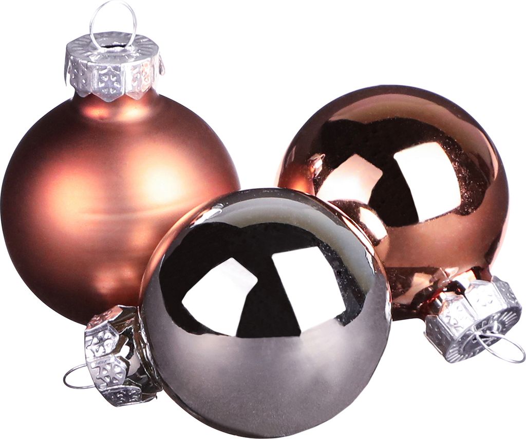Glaskugeln Weihnachten Silber Apricot Ø4cm 24 Stk Deko Baumkugeln, 24 Stück