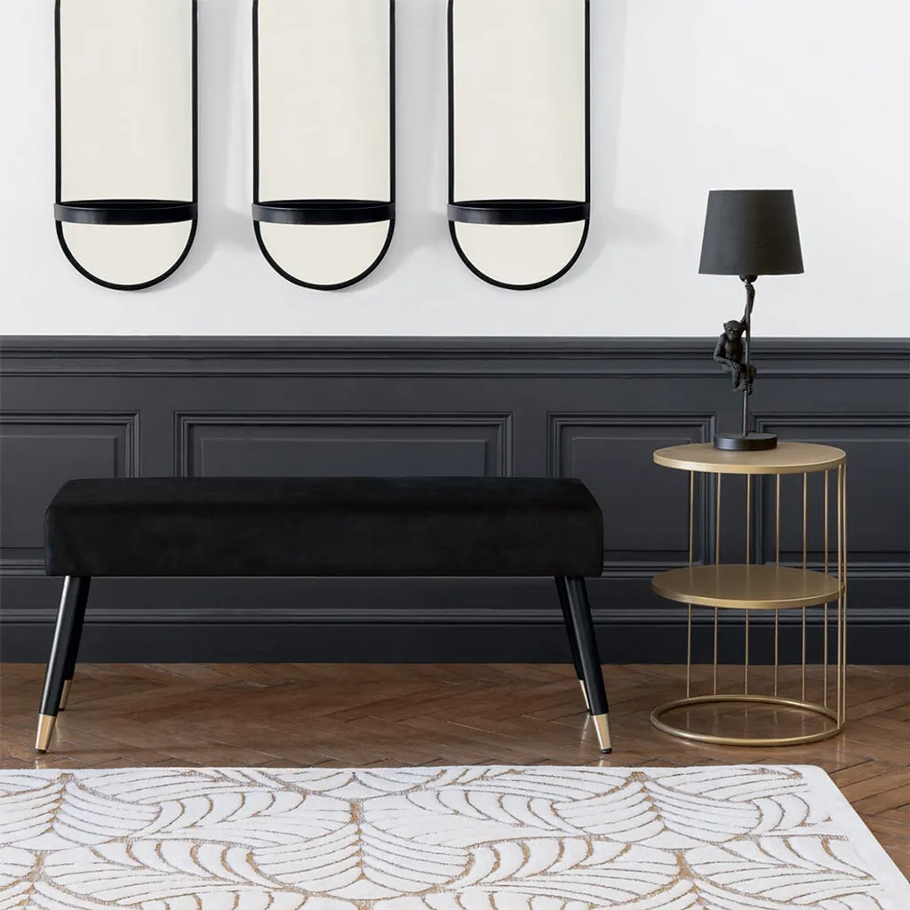 Banc d'Assise en Velours Noir Capucine - Banquette Design Eazy Living