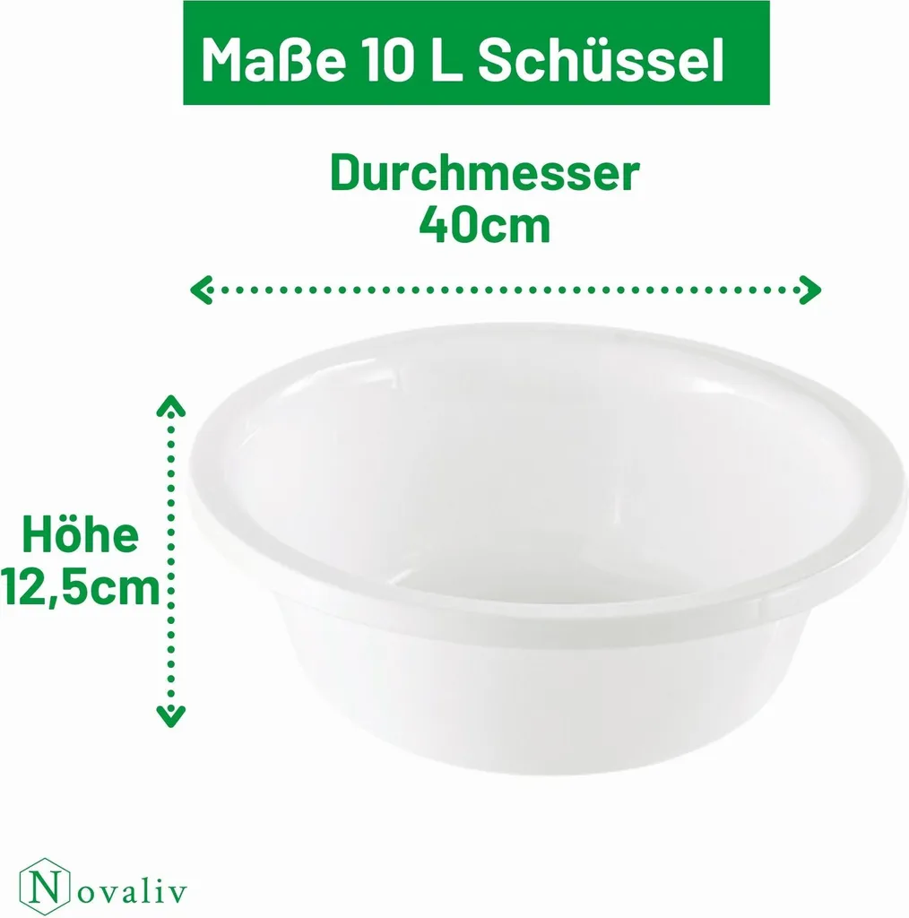 Novaliv Set 3 Bacinelle Plastica 10L - Resistenti e Certificate BPA Free