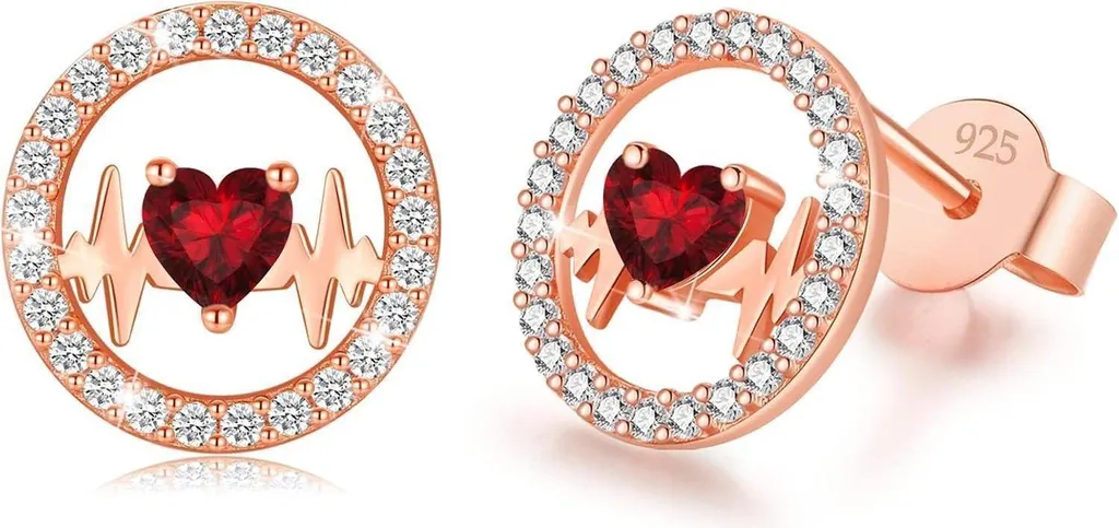 Laimons Orecchini A Pressione Donna Cuore Con Brillantini, Argento Sterling 925, Regalo In Confezione Originale