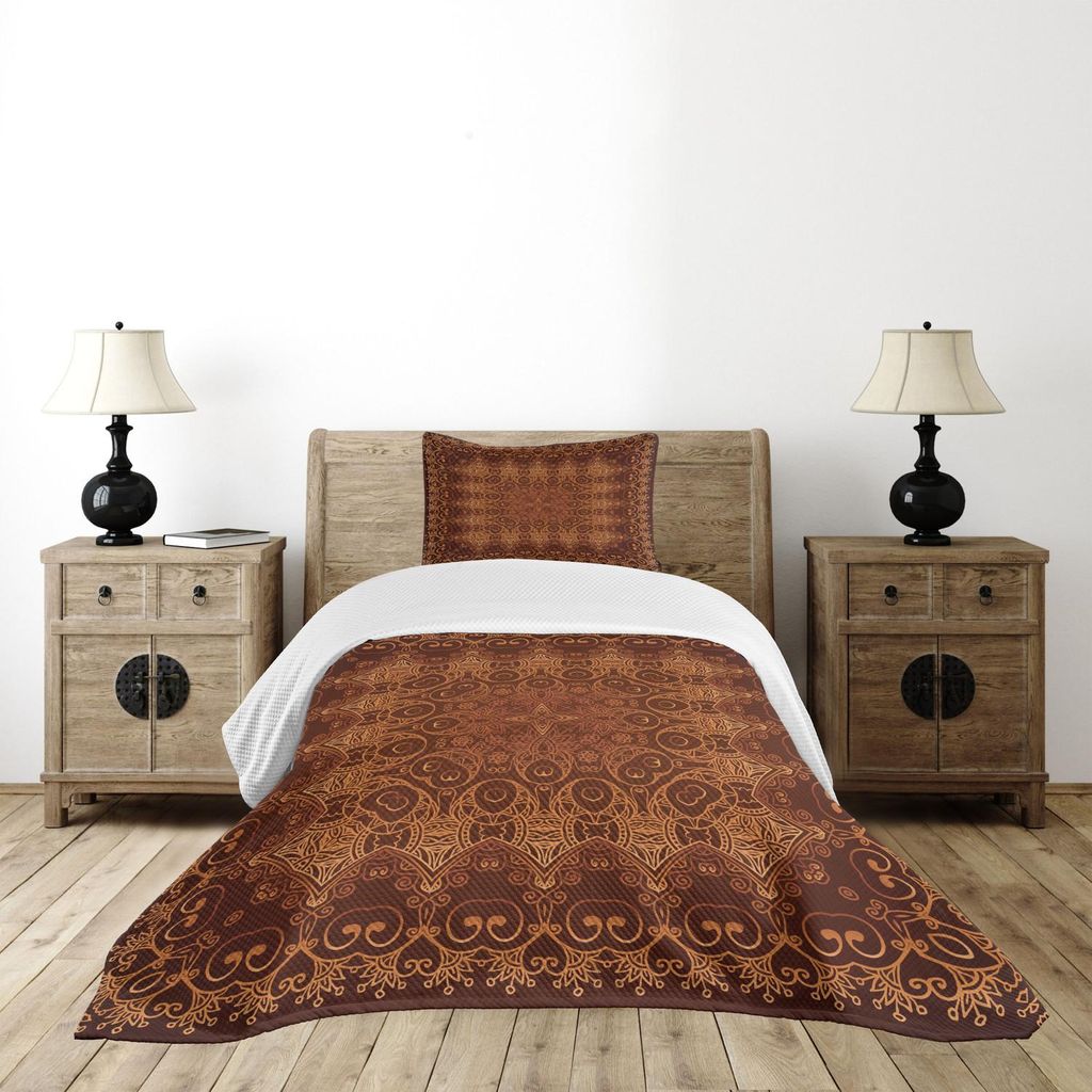 ABAKUHAUS Antiquität Tagesdecke Set, Persische Arabische Muster Aus Dem Osmanischen Reich Palast Teppich Stil Art, 170 x 220 cm, Orange Braun