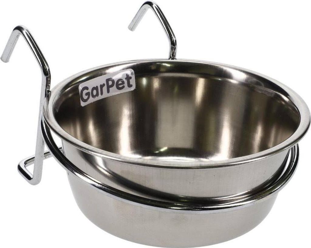 Edelstahlnapf zum Aufhängen Trinknapf Hund Futterschale Vogel Zubehör Napf für Gitterbox Nager Edelstahlnapf mit Befestigung Vogelnapf 0,30 L