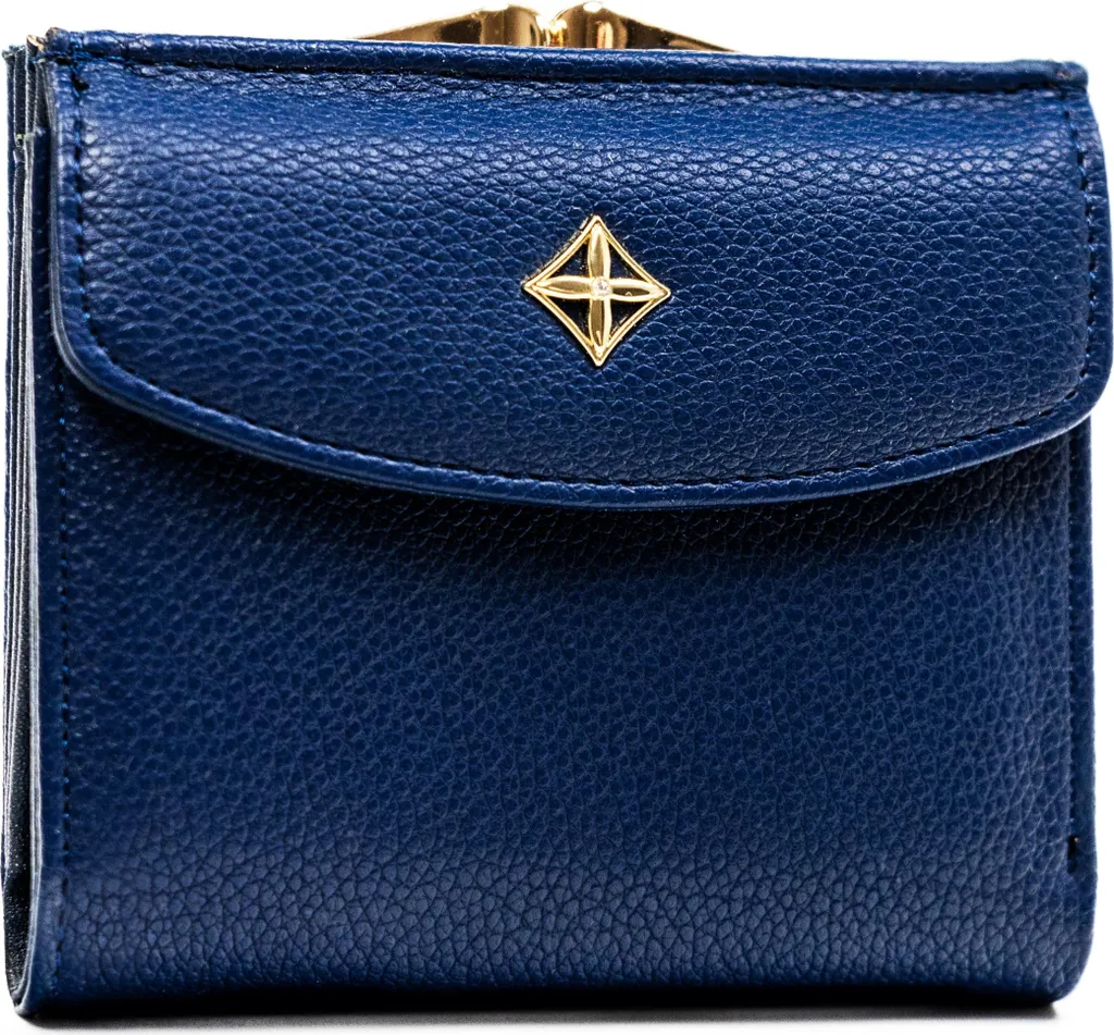 Petit porte-monnaie marine en cuir bio Milano Design 10.5 x 9.5 cm