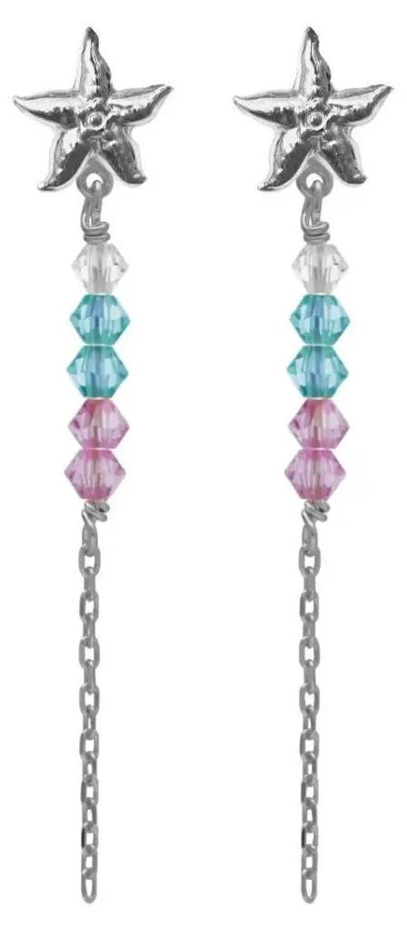 Boucles d'oreilles étoiles légères et hypoallergéniques argent et cristal