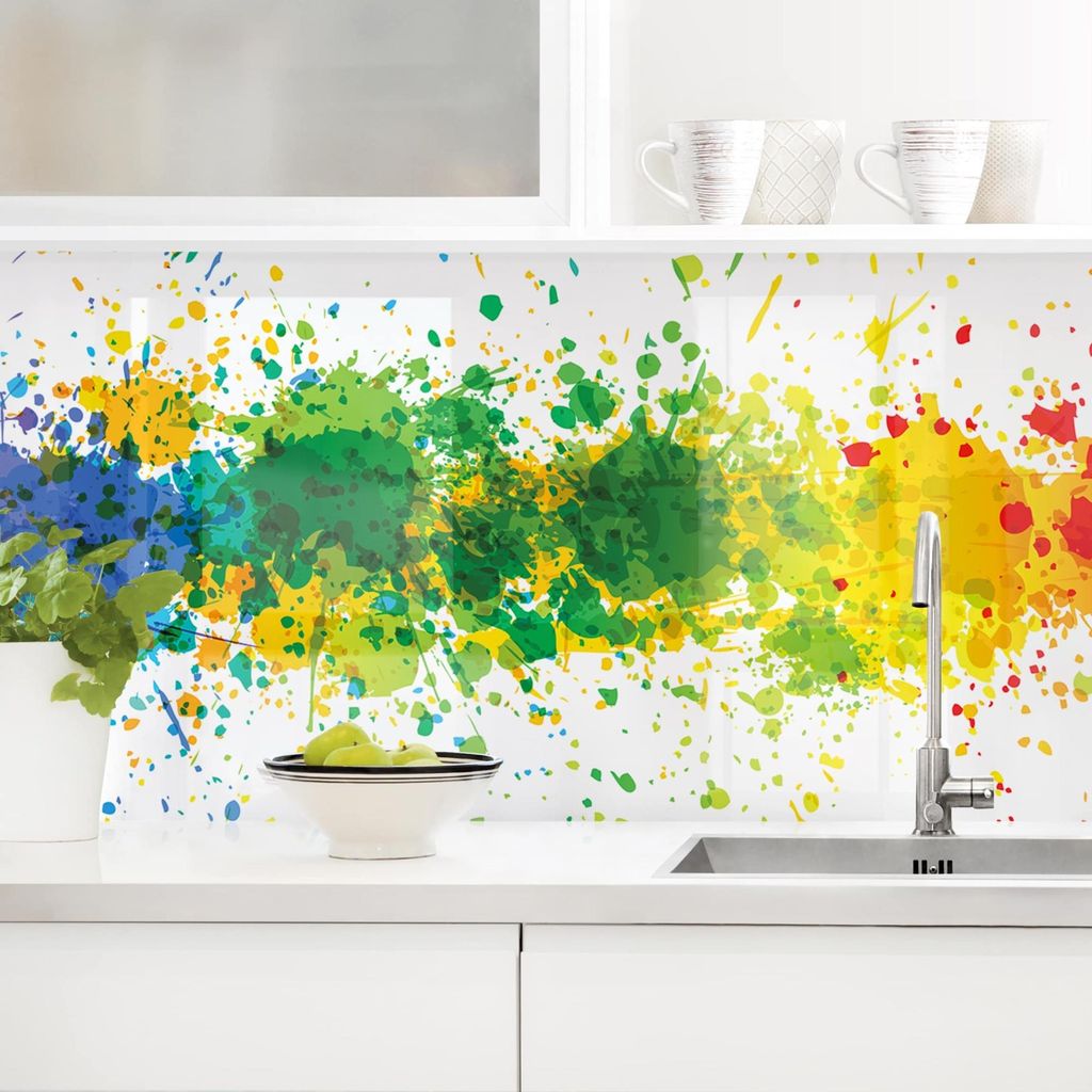 Küchenrückwand Muster selbstklebend - 0.35 mm Wandpaneel wasserfest Design bunt Abstrakt Spritzschutz fugenlos