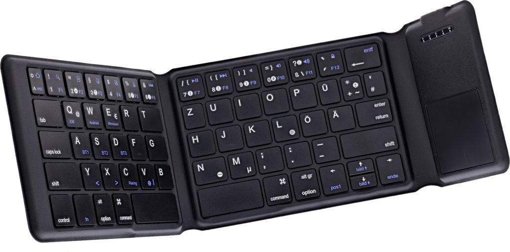 InLine 55379B, Kabellos, Bluetooth, QWERTZ, Schwarz Produktbild 