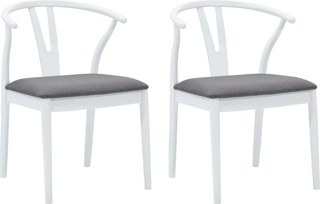 vidaXL Esszimmerstuhl 2 pcs Weiß und Grau Massives Gummiholz