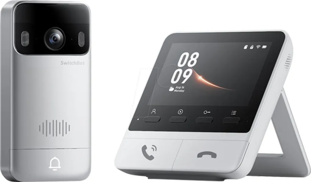 Sonnette Vidéo SwitchBot Argent Vision Nocturne et Interphone Haute Qualité